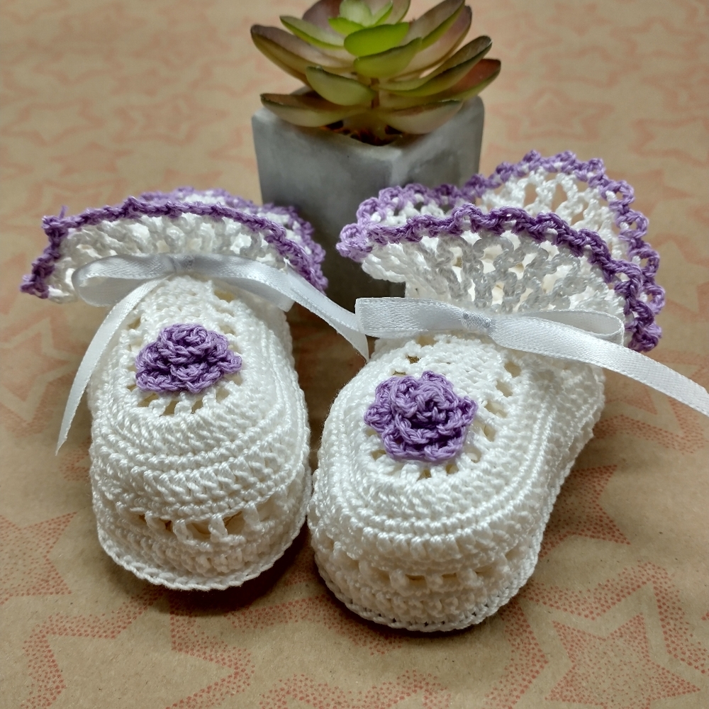 Handmade Crocheted Infant Girl Booties
